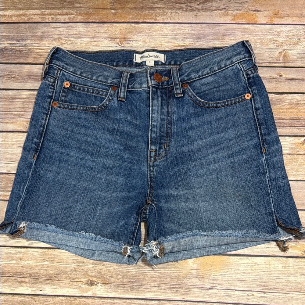 Madewell Blue Jean Shorts with cut hem
